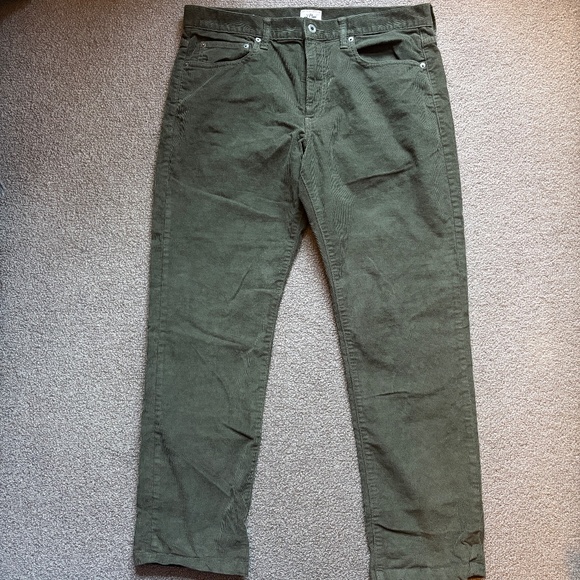 J. Crew Men’s 770 Straight Fit 5 Pocket Olive Stretch Corduroy Pant | Size 33x32 - Picture 16 of 16